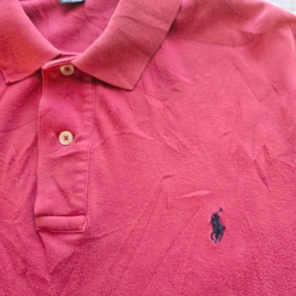 Polo Ralph Lauren Mens Classic Fit Short Sleeve Pique Polo Shirt Salmon Pink M‎